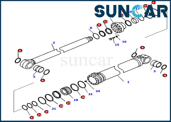 Servizio sostitutivo Kit For PC228USLC-11 PC228USLC-11 del cilindro dell'asta di KOMATSU 721-98-02320