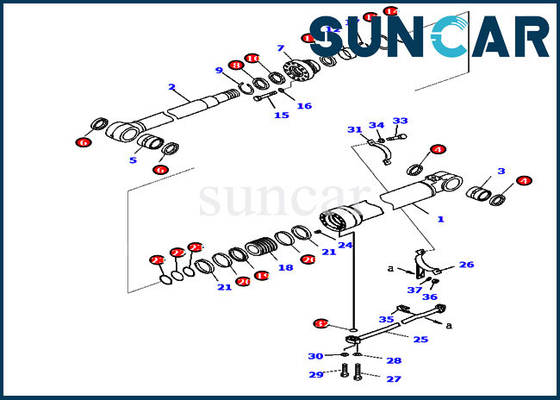 Escavatore di Kit For PC228US-8 PC228USLC-8 di riparazione del cilindro idraulico dell'asta del corredo 707-99-46470 della guarnizione di KOMATSU