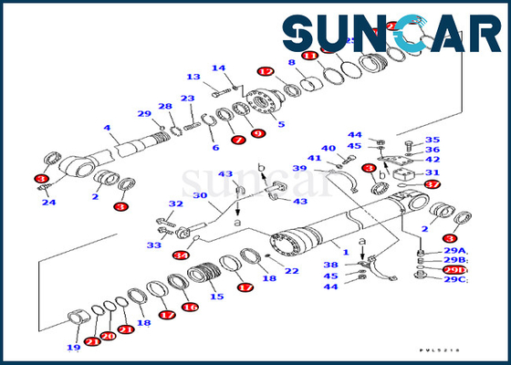 Versione d'oltremare KOMATSU di Kit For PC228US-3 PC228USLC-3 di servizio del cilindro del braccio del corredo 707-99-57180 della guarnizione