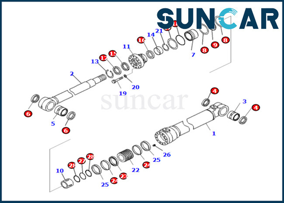 707-99-50580 riparazione Kit Komatsu Fits PC240LC-10 PC240LL-10 PC240NLC-11 del cilindro di 7079950580 aste