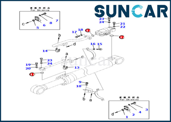 721-98-00290 7219800290 corredi di servizio del cilindro dell'asta di KOMATSU per PC240LC-11 PC240NLC-11 PC240LC-11E0 PC240NLC-11E0
