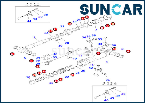 Guarnizione Kit For PC240LC-11 7219800280 di riparazione del cilindro dell'asta di KOMATSU 721-98-00280
