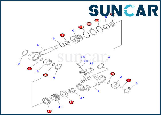 KOMATSU 707-98-24610 guarnizione Kit Fits PC25-1 PC25R-1 PC30R-7 del cilindro dell'ascensore di 7079824610 lame