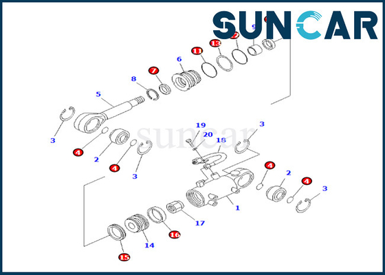 Corredo 707-98-24550 7079824550 KOMATSU della guarnizione del cilindro di inclinazione di lama per PC20-6 PC25-1 PC25R-1