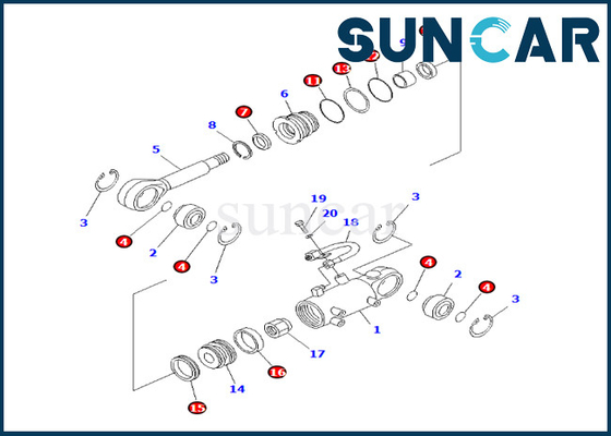 Corredo 707-98-12670 7079812670 della guarnizione del cilindro dell'ascensore della lama di KOMATSU per PC25R-8 PC27R-8 PC27R-8
