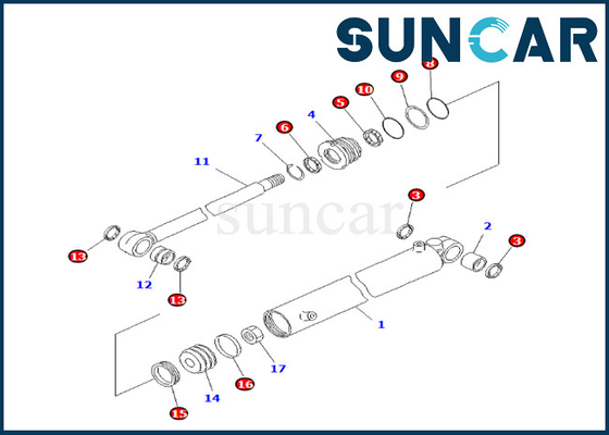 Corredo 707-98-23130 della guarnizione del cilindro dell'oscillazione dell'asta 7079823130 misure PC25R-8 PC27MR-1 PC27MRX-1