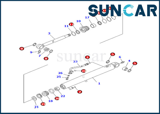 Corredo 707-98-13990 della guarnizione del cilindro del secchio 7079813990 misure PC27MR-3 PC27MR-2 PC26MR-3 di KOMATSU