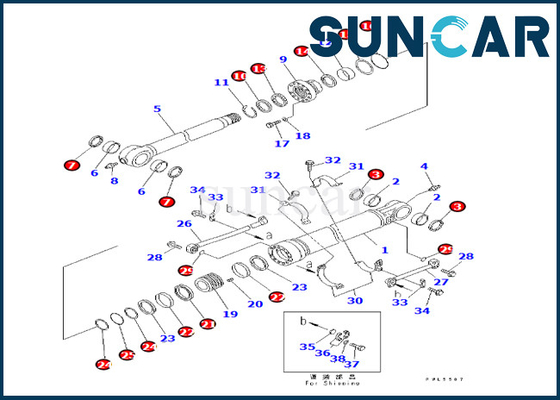 Corredo KOMATSU di servizio del cilindro del secchio 707-99-58090 7079958090 misure PC350-8 PC300-8 PC360-7