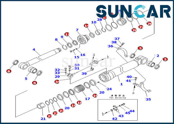 riparazione Kit Fits PC290-8K PC270-8 PC270LC-8 del cilindro dell'asta di 7079959330 707-99-59330 KOMATSU