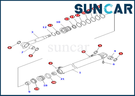 Guarnizione Kit Komatsu del cilindro dell'asta 707-98-23890 sostituzione Kit For PC27MR-3 PC27MR-2 del cilindro di 7079823890 aste