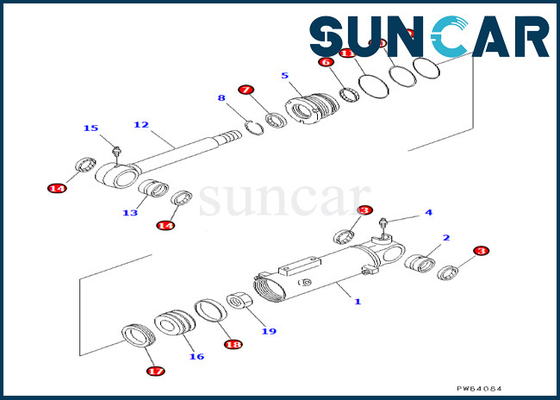 Corredo 707-98-22180 di sigillamento del cilindro di lama di KOMATSU 7079822180 misure F4EC-1 F5EC-1 F6EC-1