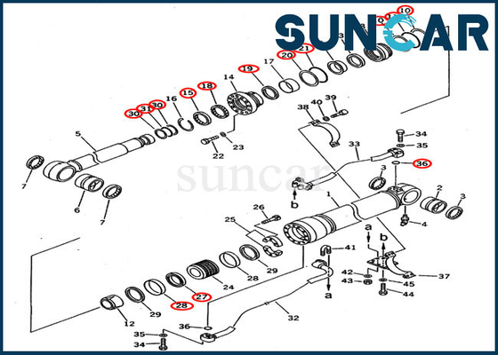 707-99-58210 corredi della guarnizione di servizio del cilindro dell'asta per l'escavatore d'oltremare di KOMATSU di versione di PC300-5 PC300LC-5