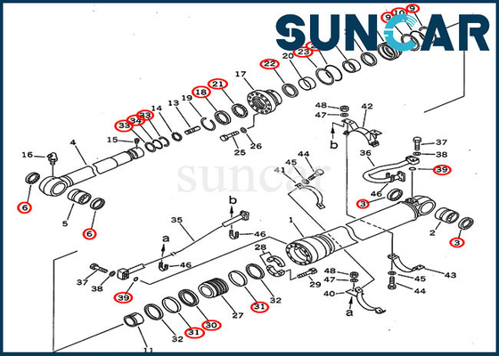 Attrezzatura pesante di KOMATSU PC300-5 PC310-5 di misure del corredo di riparazione del cilindro del corredo 707-99-67110 della guarnizione del braccio 7079967110