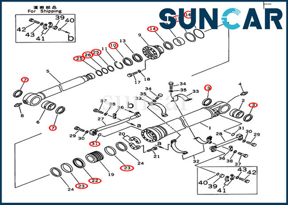 707-99-58110 corredo di servizio di Kit Fits Models PC300LC-5 PC350-6 KOMATSU della guarnizione del cilindro del secchio