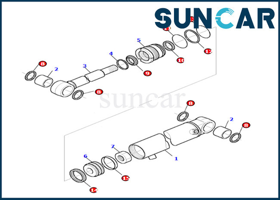 Guarnizione Kit Komatsu 878000521 del cilindro dell'oscillazione dell'asta per il cilindro dell'oscillazione dell'asta PC27R-8 che sigilla Kit Oil And Wear Resistance