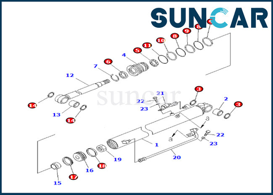KOMATSU 707-98-24170 riparazione Kit Fits BR200T-1 BR200T-1 BR200T-1A della guarnizione del cilindro di 7079824170 aste
