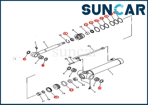 guarnizione Kit Komatsu Fits PC28UD-2 PC28UG-2 PC28UU-2 di riparazione del cilindro del braccio 7079822080 707-98-22080