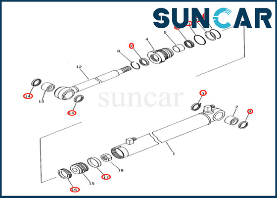 Corredo 707-98-04610 della guarnizione del cilindro del braccio dello scorrevole 7079804610 misure PC27R-8 PC28UD-2 PC28UG-2 di KOMATSU