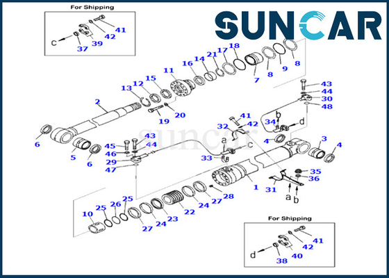 Corredo 707-99-59070 di servizio del cilindro dell'asta di KOMATSU 7079959070 corredo della guarnizione del cilindro dell'asta di misure PC290LC-10