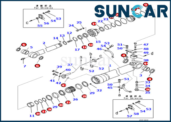guarnizione Kit For PC290LC-10 PC290NLC-10 di riparazione del cilindro del braccio di 7079959680 707-99-59680 KOMATSU