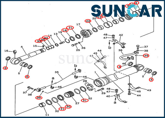 Riparazione Kit For Overseas Version PC300-5 PC300LC-5 KOMATSU del cilindro del braccio di Seal Kit 207-63-02120 dell'escavatore