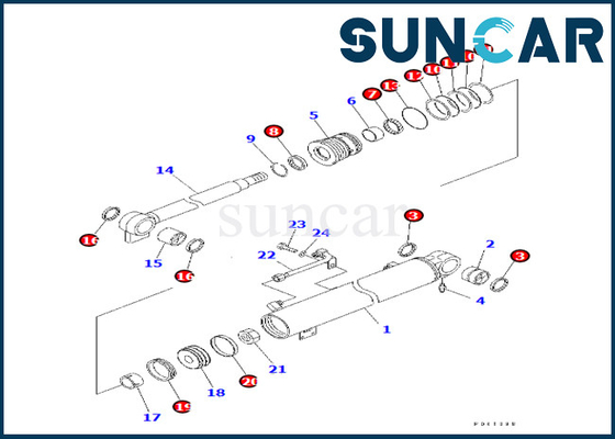 Corredo 707-98-24880 7079824880 di servizio del cilindro dell'asta di KOMATSU per il corredo di sigillamento del cilindro dell'asta PC30R-8