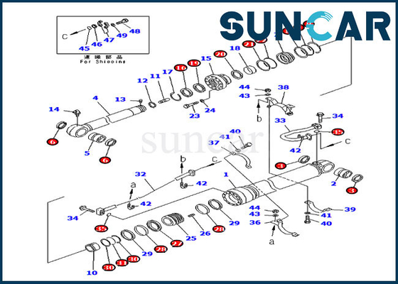 707-99-67280 escavatore Service Kit di Kit Hydraulic Cylinder For PC300-6 PC300-6Z KOMATSU della guarnizione del braccio