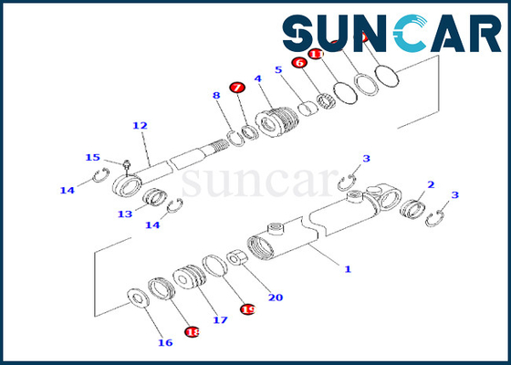 KOMATSU che inclina sigillamento Kit Angle Service Kit For BR120T-1 del cilindro di inclinazione del corredo 707-98-13600 della guarnizione del cilindro della copertura