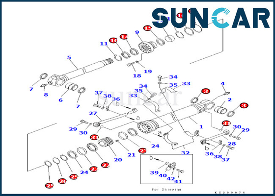 Corredo di riparazione della guarnizione del cilindro del secchio 707-99-59130 7079959130 misure PC350LC/NLC-8 PC360LC/NLC-10 di KOMATSU