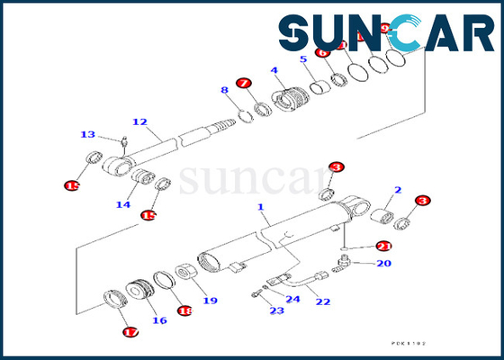 7079823810 corredi della guarnizione della riparazione del cilindro del braccio di 707-98-23810 KOMATSU misura PC35MR-1 PC35MRX-1A