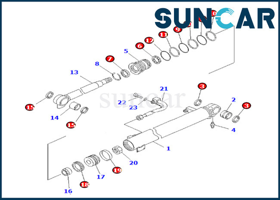 707-98-24281 un cilindro di 7079824281 asta che sigilla il corredo di servizio del cilindro dell'asta di Kit Komatsu For PC35MR-1 PC35MRX-1A
