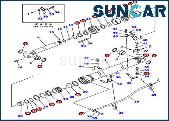 Escavatore Service Kit 707-99-72300 modelli di Kit For Komatsu PC300LC-7 PC350LC-7 della guarnizione del cilindro idraulico