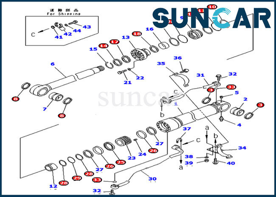 707-99-58080 attrezzatura d'oltremare di KOMATSU di versione di Kit Fits PC300LC-7 PC300-8 di riparazione della guarnizione del cilindro