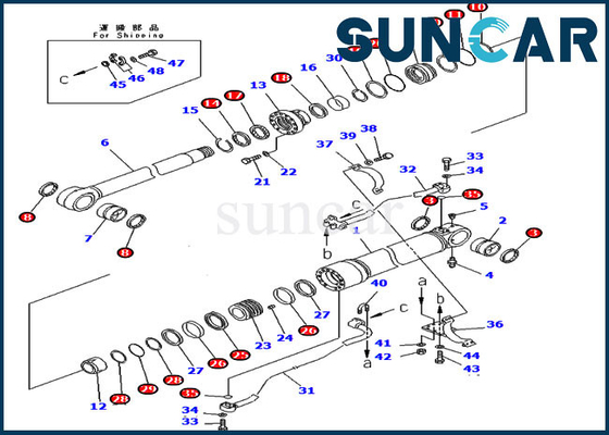 707-99-58085 corredo di servizio del cilindro di KOMATSU dell'escavatore 7079958085 del corredo PC300-7 della guarnizione della sostituzione dell'asta
