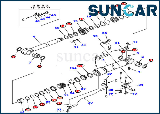 Corredo della guarnizione di Kit Wear Resistance Cylinder Repair di servizio dell'asta di PC300LC-7 PC360-7 707-99-58030 KOMATSU