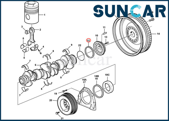 Guarnizione resistente all'uso di alta qualità dell'albero a gomito VOE20441481 SUNCARVO.L.VO per EC700B DEUTZ D16C D16E D13