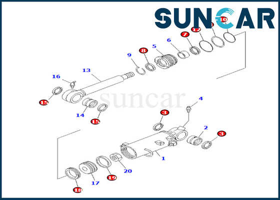 Corredo 707-98-31110 7079831110 KOMATSU di servizio del cilindro di lama per il corredo di sigillamento del cilindro di lama PC35MR-1