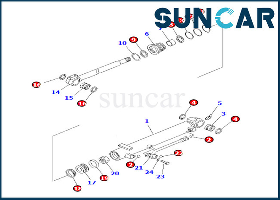 Corredo 707-98-13220 di sigillamento del cilindro dell'angolo di passo 7079813220 misure PC35MR-3 PC35MR-2 di KOMATSU