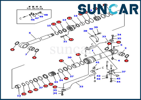707-99-58440 corredo di sigillamento della sostituzione di Boom Seal Kit Hydraulic Cylinder Fits PC300-7 KOMATSU dell'escavatore