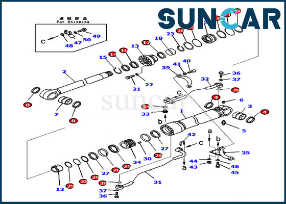Corredo della guarnizione di Kit Boom Hydraulic Cylinder Oil di riparazione della guarnizione di PC350-8 PC300-8 707-99-58081 KOMATSU
