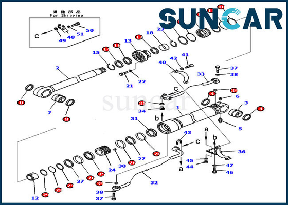707-99-58031 un servizio Kit Cylinder Seal Kit For KOMATSU PC350-8 PC300-8 PC300LC-8 di 7079958031 asta