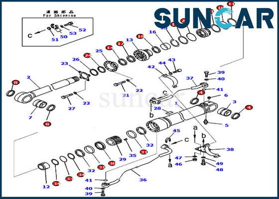 Corredo idraulico della guarnizione della sostituzione del corredo di riparazione del cilindro dell'asta di PC300-8 KOMATSU 707-99-59362 7079959362
