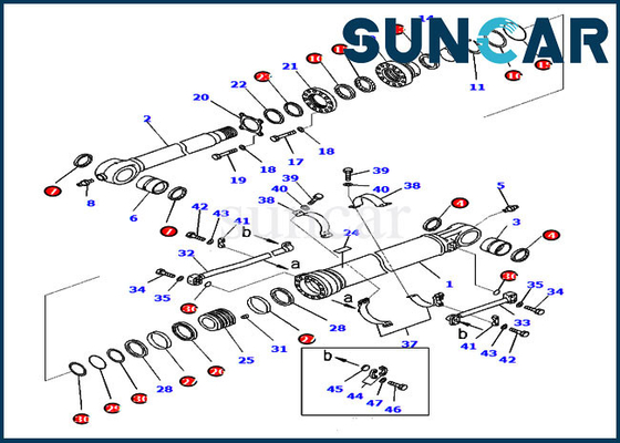 Attrezzatura pesante di Kit Fits KOMATSU PC300-8 della guarnizione di Kit Bucket Cylinder 707-99-59371 di sigillamento