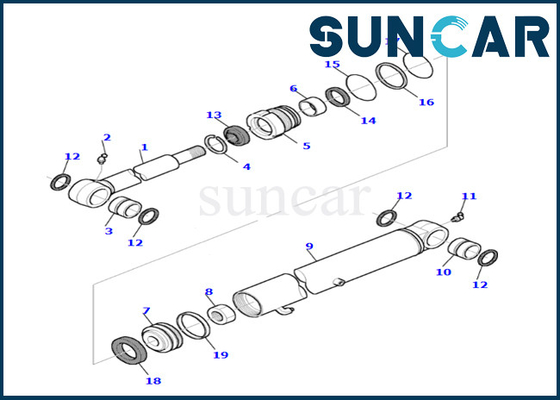 Corredo della guarnizione del cilindro del secchio 878000538 corredi corredo resistente di servizio del cilindro del secchio di usura e dell'olio di PC35R-8 KOMATSU