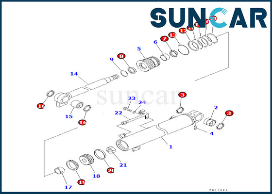 707-98-24280 un cilindro di 7079824280 aste che sigilla il corredo di riparazione del cilindro dell'asta di Kit Fits PC35R-8 KOMATSU
