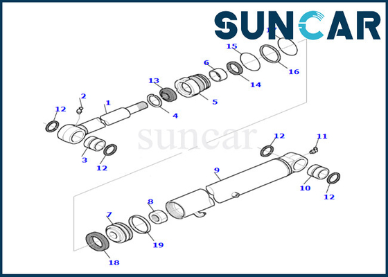 Corredo di servizio del cilindro del secchio di misure PC35R-8 KOMATSU del corredo 878000656 della guarnizione del cilindro del secchio