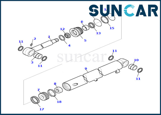 878000657 corredo di riparazione della guarnizione del cilindro dell'oscillazione dell'asta di Kit Komatsu Fits PC35R-8 della guarnizione del cilindro dell'oscillazione dell'asta
