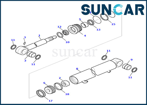 La guarnizione Kit Komatsu 878000655 del cilindro del braccio misura il corredo resistente all'uso di sigillamento del cilindro del braccio PC35R-8
