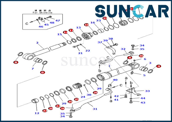 Corredo 707-99-59140 707-99-59140 KOMATSU di sigillamento del cilindro dell'asta per PC360LC-10 PC390LL-10