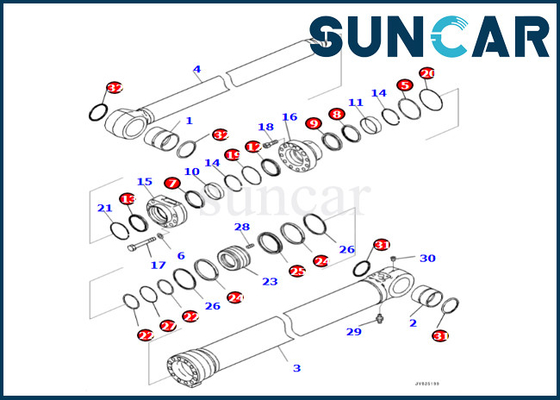 Cilindro dell'asta che sigilla Kit Komatsu 7219802600 721-98-02600 per PC360LCI-11 PC390LCI-11